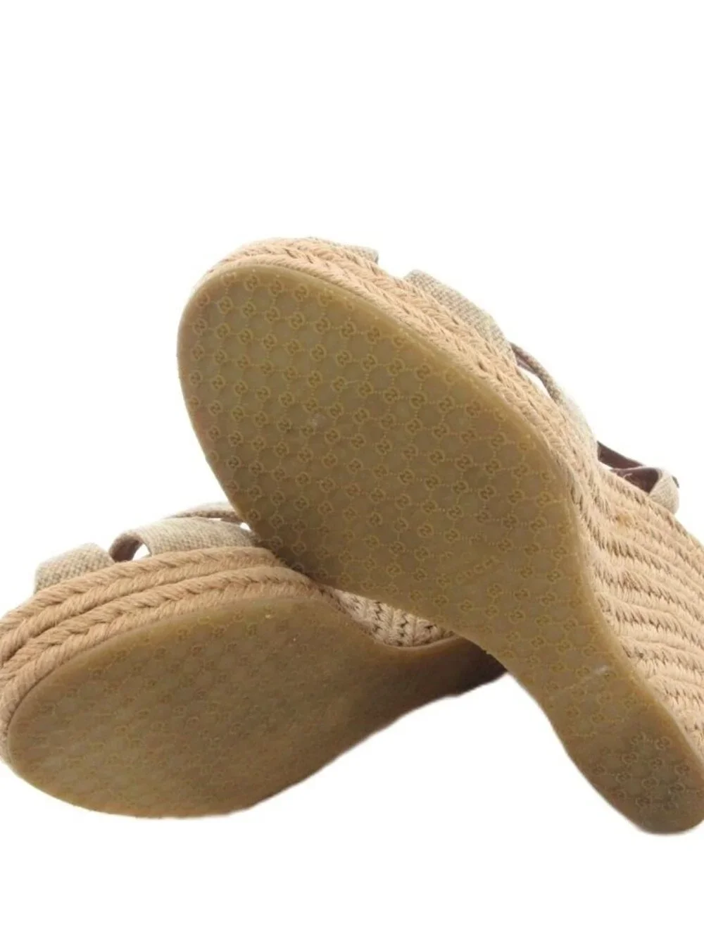Gucci Sandals Wedge Sole Strap Outsole GG Logo 35 Beige - Picture 6 of 8